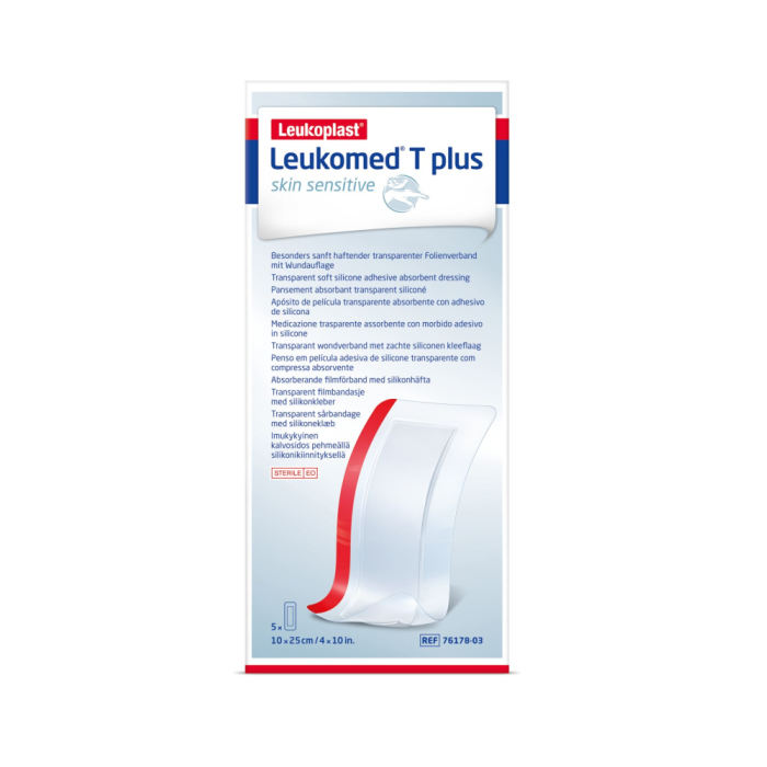 LEUKOMED T PLUS SKIN SENSITIVE 10X25 CM STERIILI HAAVASIDOS, SILIKONIKIINNTYS 5 KPL kuva 4
