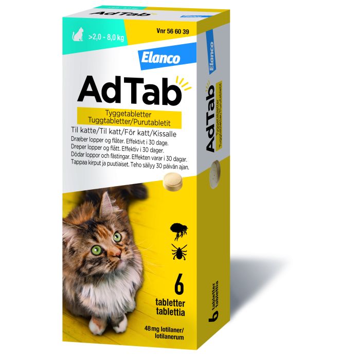 ADTAB purutabletti 48 mg kissalle (> 2,0–8,0 kg) 6 fol