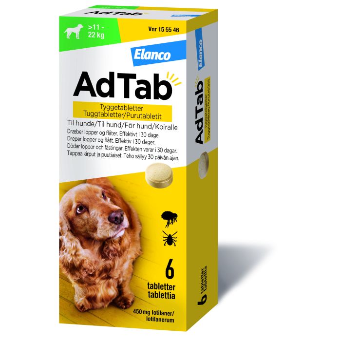 ADTAB purutabletti 450 mg koiralle (> 11–22 kg) 6 fol