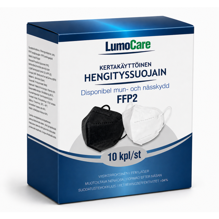 Lumocare FFP2 hengityssuojain musta 10 kpl