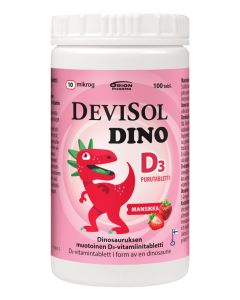 Devisol Dino mansikka 10 mikrog 100 purutabl