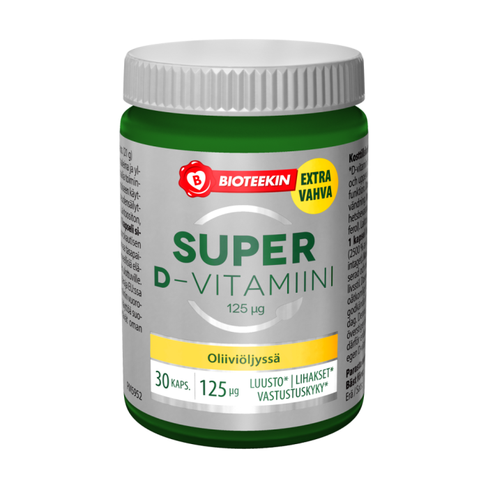 Bioteekin kotimainen, hyvin imeytyvä ja extra vahva Super D-vitamiini öljykapselissa                            